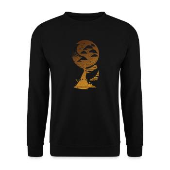 Mystischer Fantasy Baum Sonnenuntergang - Unisex Pullover - Schwarz - Vorne - Alina (178cm) & Michal (187cm)