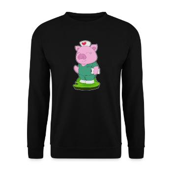 Schwein Krankenschwester  - Unisex Pullover - Schwarz - Vorne - Alina (178cm) & Michal (187cm)
