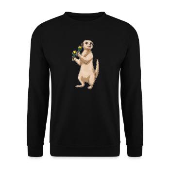 Meerkat Musician Rattle Music - Unisex Sweatshirt - black - Front - Alina (178cm) & Michal (187cm)