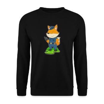 Fuchs Polizist Mikrofon Polizei - Unisex Pullover - Schwarz - Vorne - Alina (178cm) & Michal (187cm)