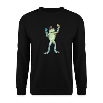Frosch Jongleur Jonglieren - Unisex Pullover - Schwarz - Vorne - Alina (178cm) & Michal (187cm)