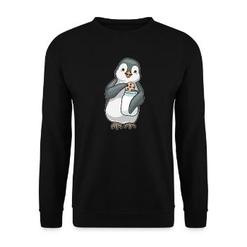 Biscuit pingouin - Sweat-shirt Unisexe - noir - Devant - Alina (178cm) & Michal (187cm)