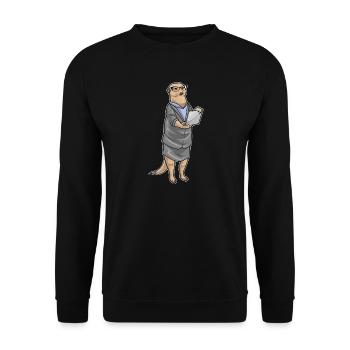 Erdmännchen Sekretärin Laptop Büro - Unisex Pullover - Schwarz - Vorne - Alina (178cm) & Michal (187cm)