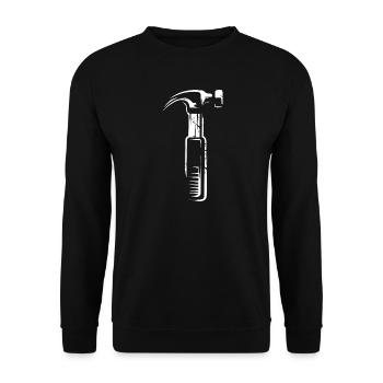 Hammer mit Scratch Effekt - Werkzeuge Handwerker - Unisex Pullover - Schwarz - Vorne - Alina (178cm) & Michal (187cm)