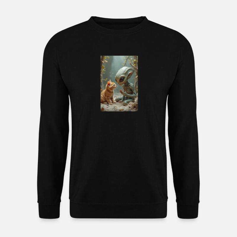 Créature extraterrestre avec chat compagnon - Sweat-shirt Unisexe - noir