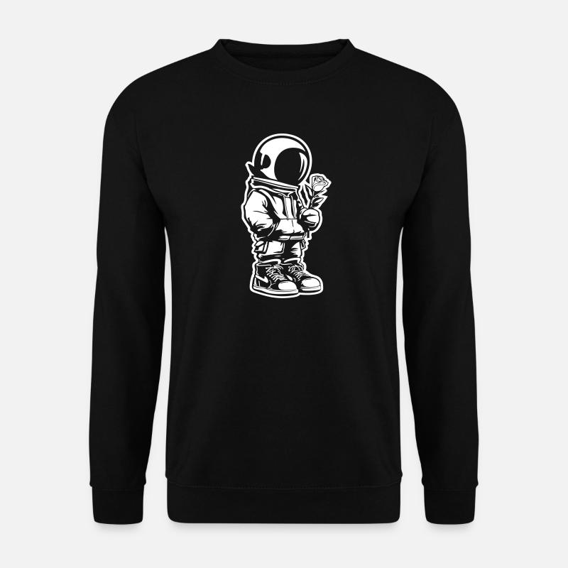 Enfant de l’espace avec rose - Sweat-shirt Unisexe - noir