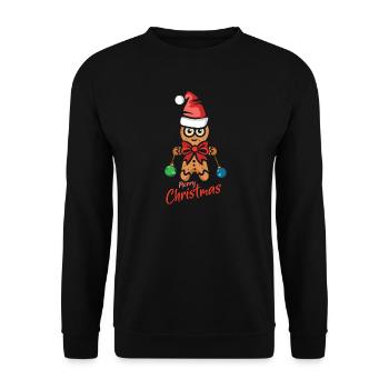 Lebkuchenmann mit Weihnachtsmütze - Unisex Pullover - Schwarz - Vorne - Alina (178cm) & Michal (187cm)