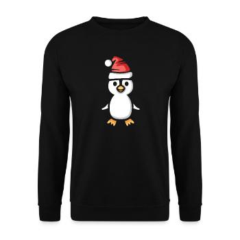T-shirt pingouin de Noël avec chapeau de Père Noël - Sweat-shirt Unisexe - noir - Devant - Alina (178cm) & Michal (187cm)