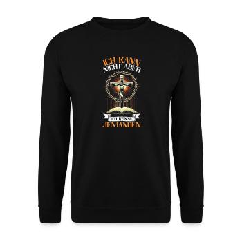 Jesus Christlich Katholiken Gläubiger Gottesdienst - Unisex Pullover - Schwarz - Vorne - Alina (178cm) & Michal (187cm)
