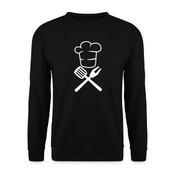 Professional Grill Master Chef Hat BBQ Design - Unisex Sweatshirt - black - Front - Alina (178cm) & Michal (187cm)