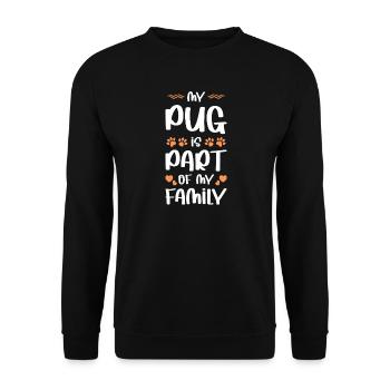 Mein Hund ist Teil der Familie - Unisex Pullover - Schwarz - Vorne - Alina (178cm) & Michal (187cm)