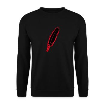 Feder Silhouette Rot und Schwarz Umriss - Unisex Pullover - Schwarz - Vorne - Alina (178cm) & Michal (187cm)