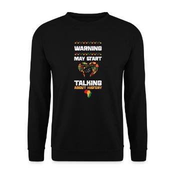 Warning may start talking about... - Unisex Sweatshirt - black - Front - Alina (178cm) & Michal (187cm)