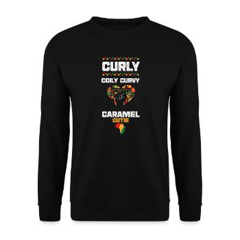 Curly Coily Curvy Caramel Cutie - Unisex Sweatshirt - black - Front - Alina (178cm) & Michal (187cm)