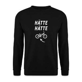 Hätte Hätte Fahrradkette Radfahrer Spruch Fahrrad - Unisex Pullover - Schwarz - Vorne - Alina (178cm) & Michal (187cm)