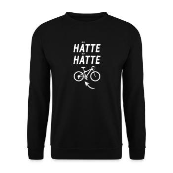 Hätte Hätte Fahrradkette Radfahrer Spruch Fahrrad - Unisex Pullover - Schwarz - Vorne - Alina (178cm) & Michal (187cm)