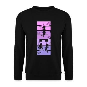 Feen 9. Geburtstag 9 Jahre alt Mädchen Fee - Unisex Pullover - Schwarz - Vorne - Alina (178cm) & Michal (187cm)