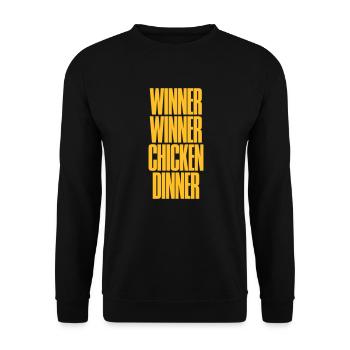 Winner Winner Chicken Dinner Slogan Sidelined - Unisex Pullover - Schwarz - Vorne - Alina (178cm) & Michal (187cm)