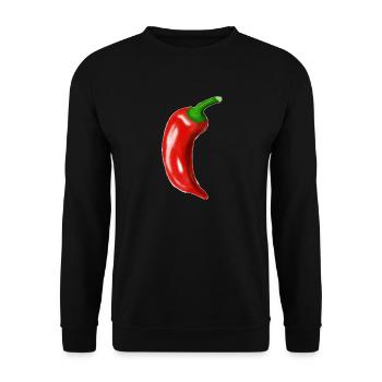 Rote Chili Pepperoni Illustration 100000 Scoville - Unisex Pullover - Schwarz - Vorne - Alina (178cm) & Michal (187cm)