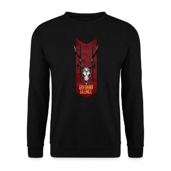 Savanna Silence: Antilopenschädel - Unisex Pullover - Schwarz - Vorne - Alina (178cm) & Michal (187cm)