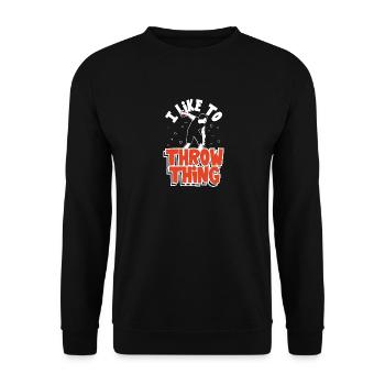 Ich mag es, Dinge zu werfen Leichtathletik Werfen - Unisex Pullover - Schwarz - Vorne - Alina (178cm) & Michal (187cm)