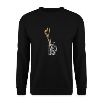 Bierkrug mit Pfeilen - Unisex Pullover - Schwarz - Vorne - Alina (178cm) & Michal (187cm)