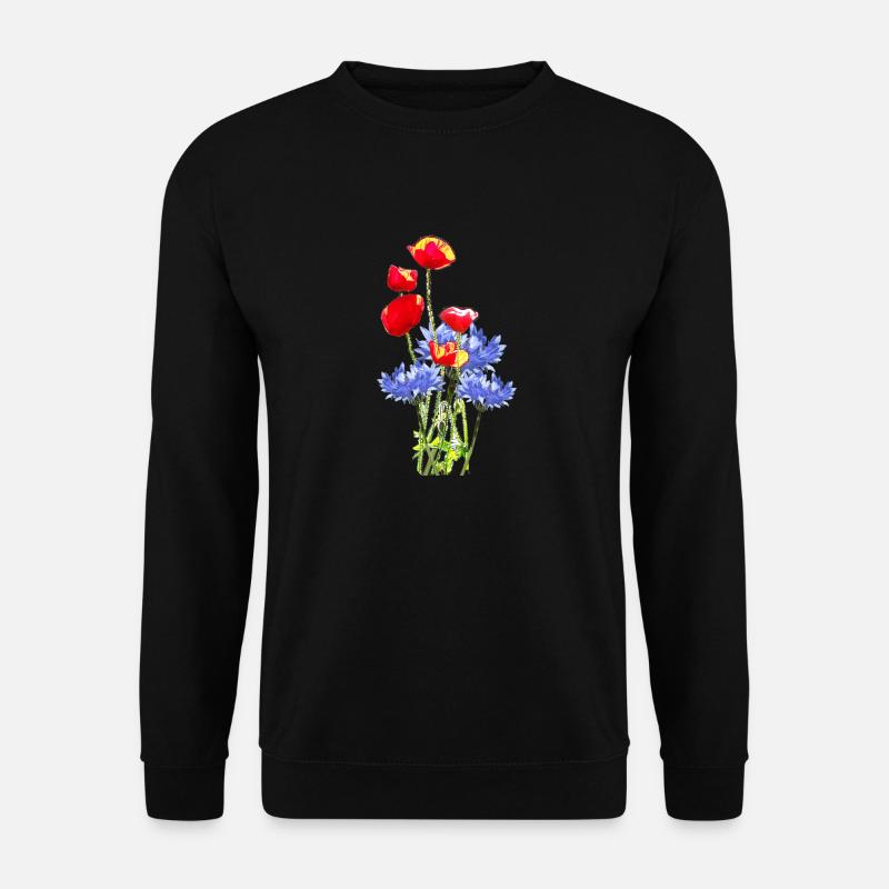 Kornblume Mohn-Collage- - Unisex Pullover - Schwarz