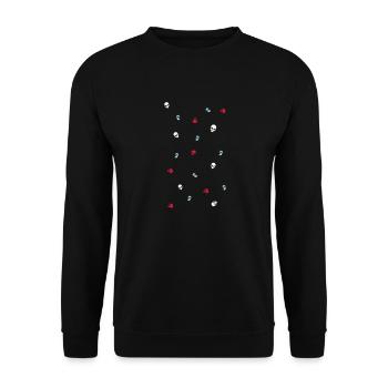 Totenkopf Muster - Skull Pattern bunt Death Metal - Unisex Pullover - Schwarz - Vorne - Alina (178cm) & Michal (187cm)