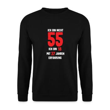 55. Geburtstag Jahrgang 1966 Mann Frau 55 Jahre - Unisex Pullover - Schwarz - Vorne - Alina (178cm) & Michal (187cm)