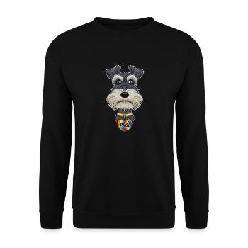 Miniature Schnauzer LGBTQ Flag I Gay Pride Flag - Unisex Pullover - Schwarz - Vorne - Alina (178cm) & Michal (187cm)