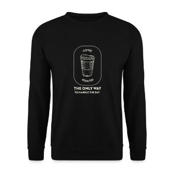 Coffee addicted - Unisex Pullover - Schwarz - Vorne - Alina (178cm) & Michal (187cm)