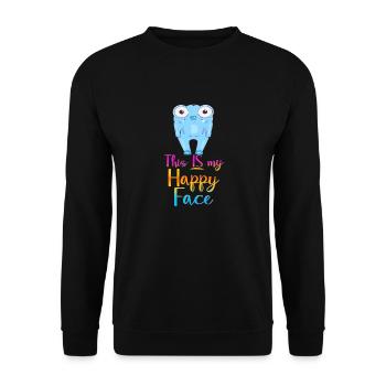 Angry Gesicht Gesicht Cartoon glückliches Gesicht Cartoon - Unisex Pullover - Schwarz - Vorne - Alina (178cm) & Michal (187cm)