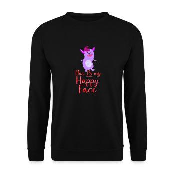 Angry Gesicht Gesicht Cartoon glückliches Gesicht Cartoon - Unisex Pullover - Schwarz - Vorne - Alina (178cm) & Michal (187cm)