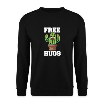 Drôle de câlins gratuits Cactus Sarcastique Design - Sweat-shirt Unisexe - noir - Devant - Alina (178cm) & Michal (187cm)