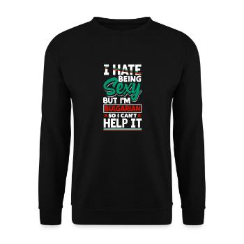 Bulgarisch Bulgarien Bulgarische Flagge Ich hasse es zu sein - Unisex Pullover - Schwarz - Vorne - Alina (178cm) & Michal (187cm)