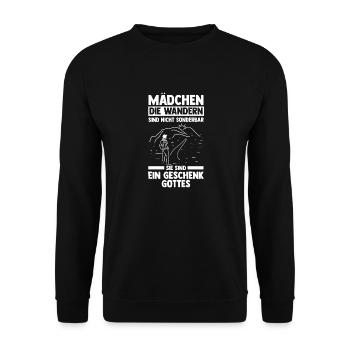 Bergsteiger Wald Bergwandern Wanderer Wandern - Unisex Pullover - Schwarz - Vorne - Alina (178cm) & Michal (187cm)