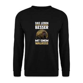 Walross - Unisex Pullover - Schwarz - Vorne - Alina (178cm) & Michal (187cm)