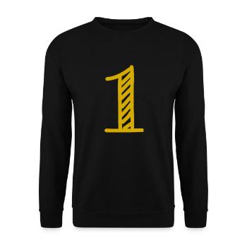 1. 1 AN. 1er ANNIVERSAIRE. ANNIVERSAIRE 1 AN - Sweat-shirt Unisexe - noir - Devant - Alina (178cm) & Michal (187cm)