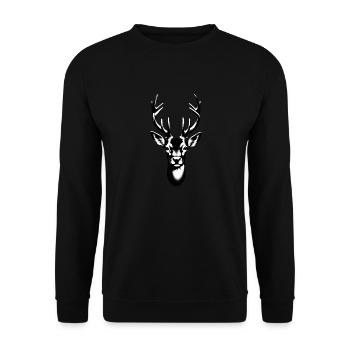 Deer | Deer Antlers | Deer's Head - Unisex Sweatshirt - black - Front - Alina (178cm) & Michal (187cm)