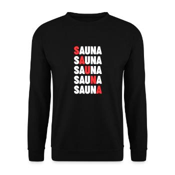 Wellness Saunagänger Saunieren Saunierer Sauna - Unisex Pullover - Schwarz - Vorne - Alina (178cm) & Michal (187cm)