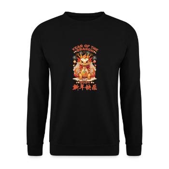 Year Of The Dragon Happy Chinese New Year 2024 - Unisex Pullover - Schwarz - Vorne - Alina (178cm) & Michal (187cm)