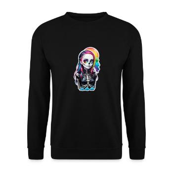 Halloween - Rock & Regenbogen - Unisex Pullover - Schwarz - Vorne - Alina (178cm) & Michal (187cm)