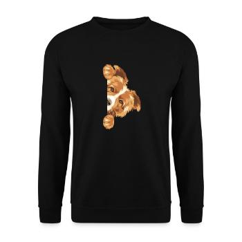 Spähender Border Collie Hund - Unisex Pullover - Schwarz - Vorne - Alina (178cm) & Michal (187cm)