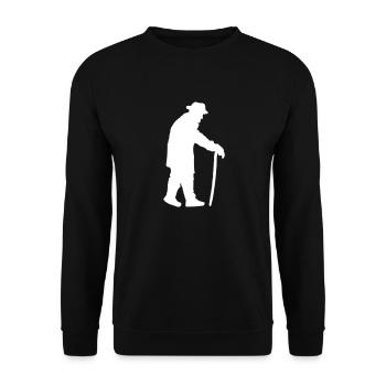Pensioner Grandpa Grandpa Old Man With Walking Stick Hat - Unisex Sweatshirt - black - Front - Alina (178cm) & Michal (187cm)