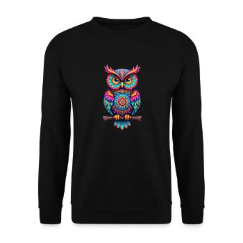Streetart Eule für eine Street Art Fans Künstler - Unisex Pullover - Schwarz - Vorne - Alina (178cm) & Michal (187cm)