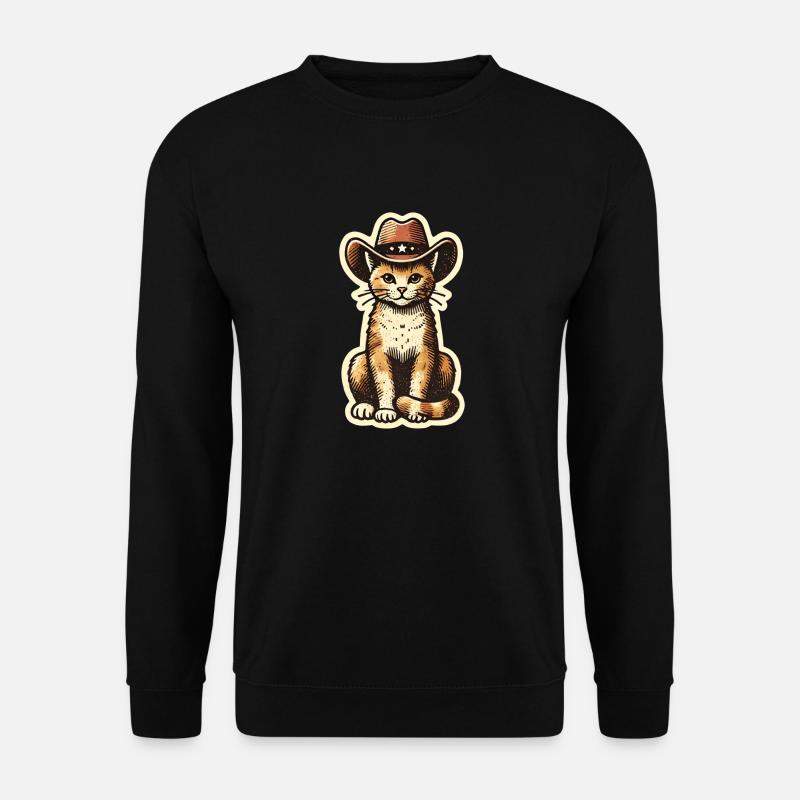 Katze mit Cowboyhut - Unisex Pullover - Schwarz