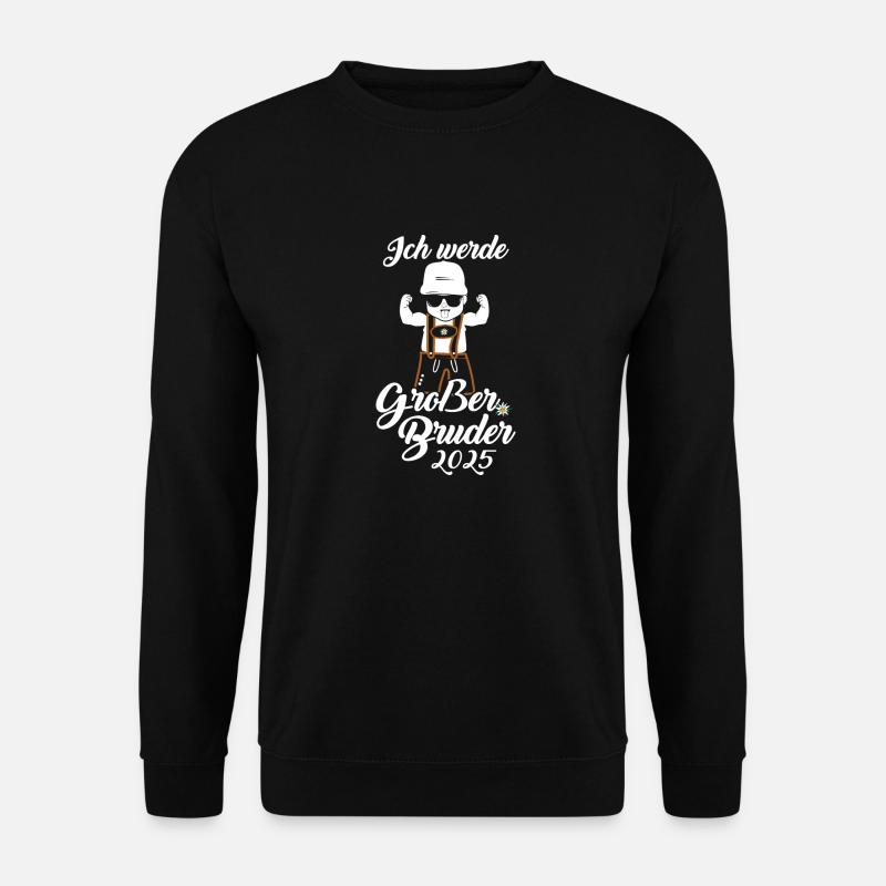 Ich werde großer Bruder 2025 Baby Lederhose - Unisex Pullover - Schwarz