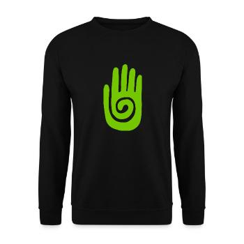 Chaman - Main de Guérison & Symbole de Protection - Vert - Sweat-shirt Unisexe - noir - Devant - Alina (178cm) & Michal (187cm)