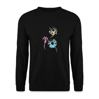 Bunte Blumen der Freundschaft - Unisex Pullover - Schwarz - Vorne - Alina (178cm) & Michal (187cm)