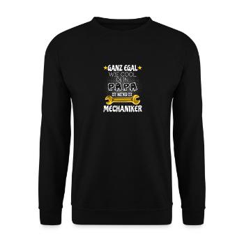 Mein Papa ist Mechaniker - Unisex Pullover - Schwarz - Vorne - Alina (178cm) & Michal (187cm)